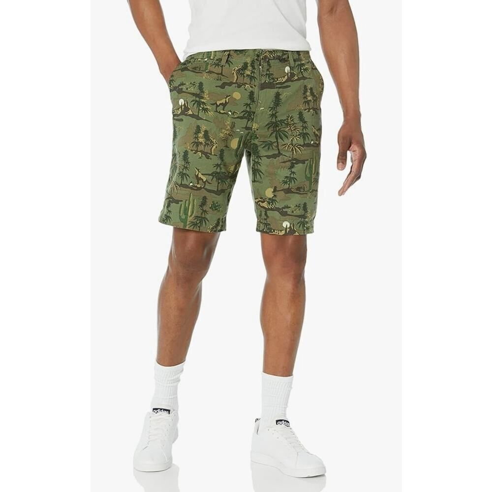 Lucky Brand Men's 9" Laguna Linen Blend Flat Front Short, Camo Desert | 38 EUC